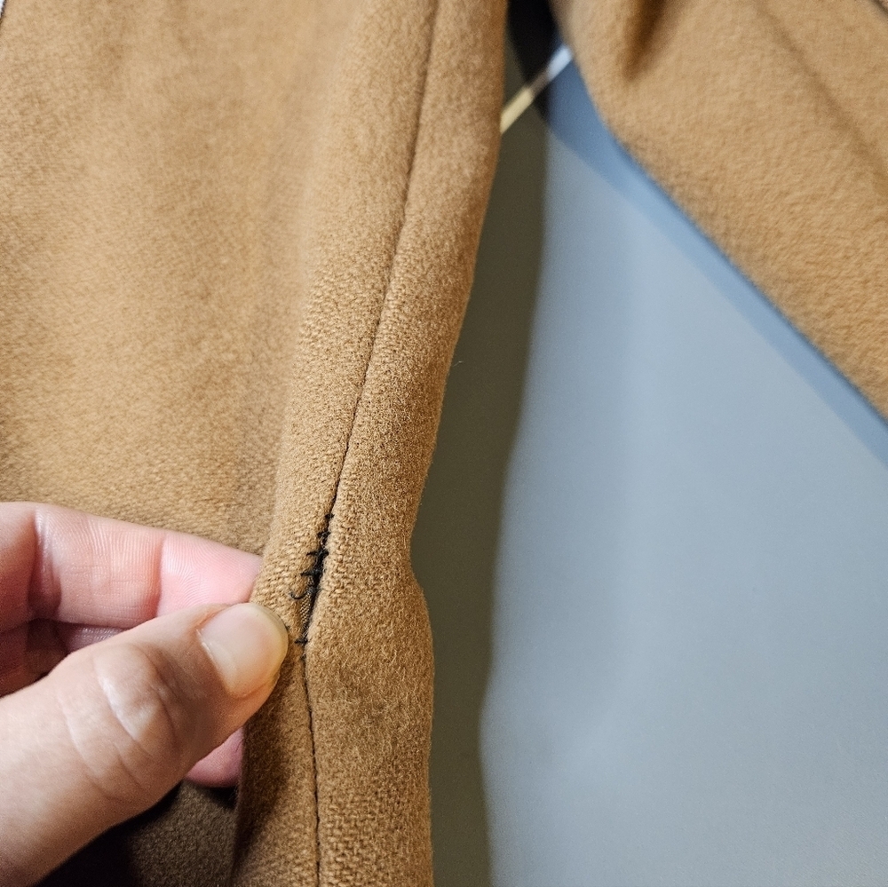 Cashmere Fur Collar 50s/60sVintage Camel Swing Coat Large, Size 10/12 - Picture 13 of 17